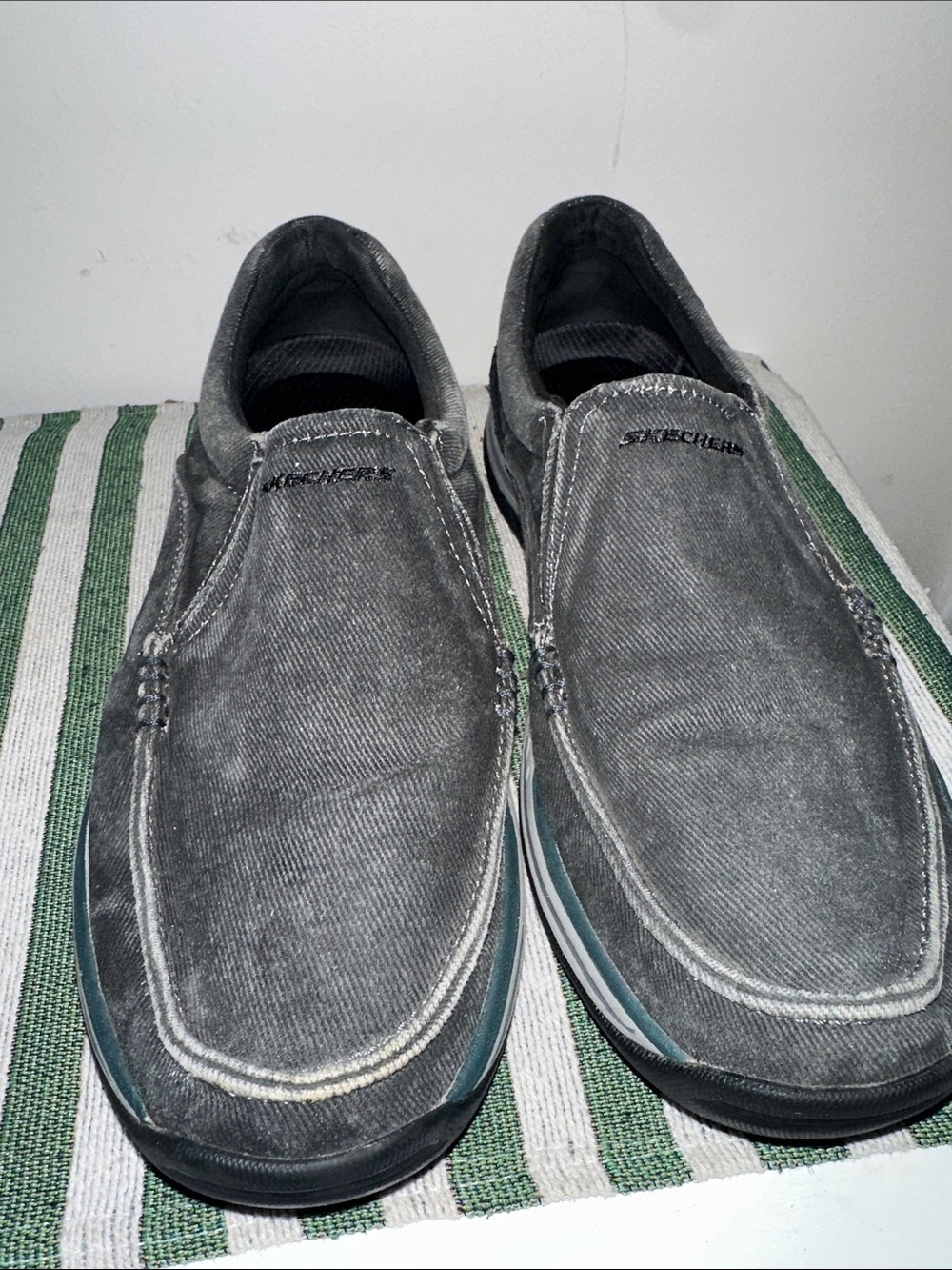 Skechers Men's Slip-On Canvas Loafers in Charcoal Gray